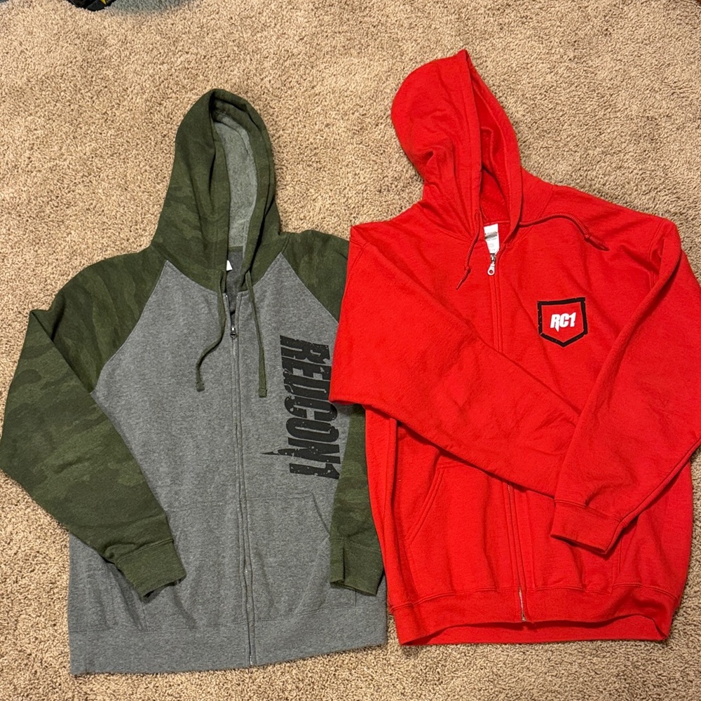 (2) Redcon1 Zippered Hoodies- Large